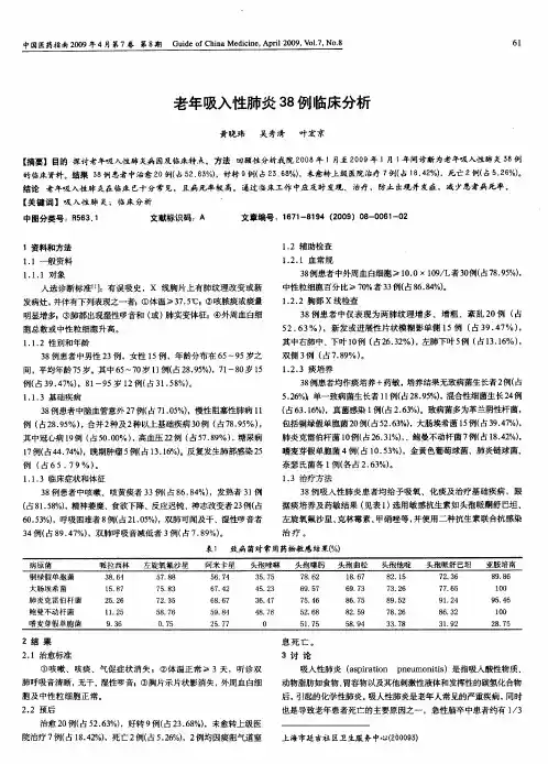 老年吸入性肺炎38例临床分析