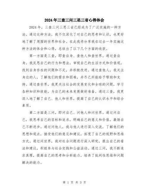 2024年三查三问三思三省心得体会