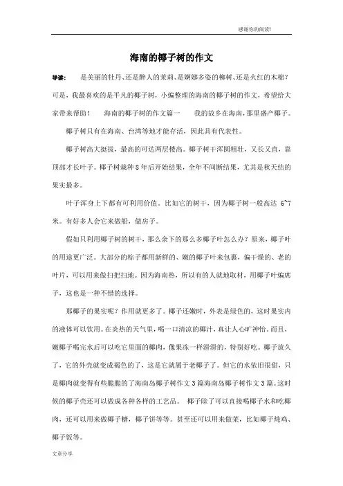 海南的椰子树的作文