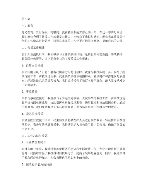 救援队个人总结报告范文(3篇)