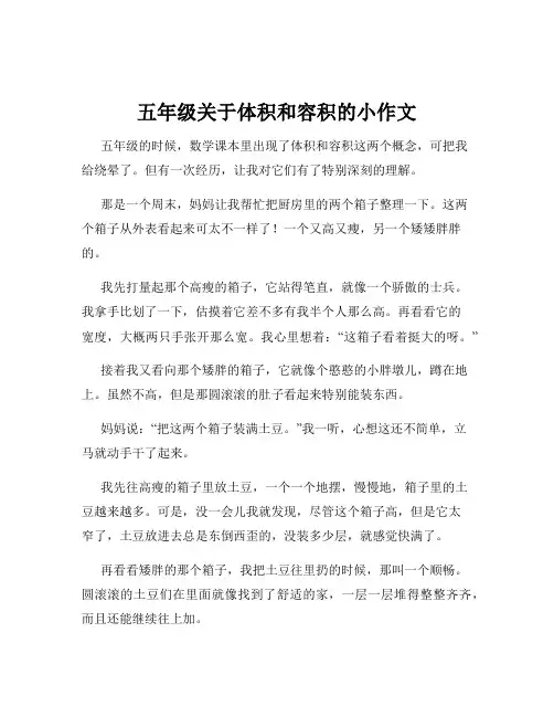 五年级关于体积和容积的小作文