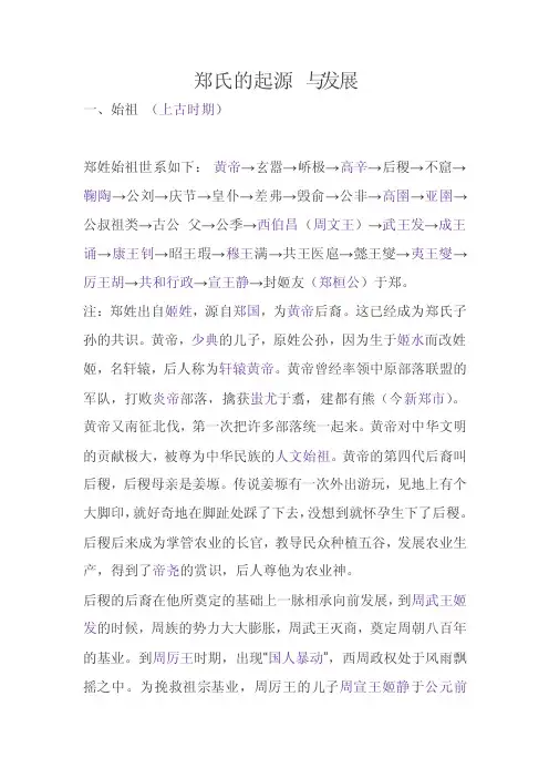 郑氏的起源与发展