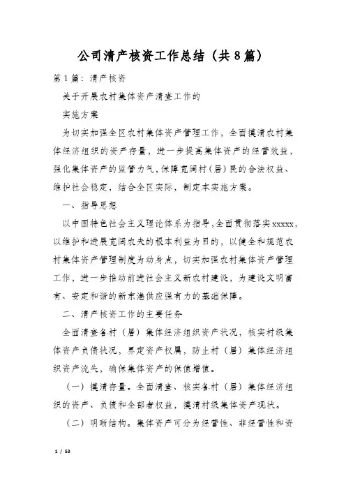 公司清产核资工作总结(共8篇)