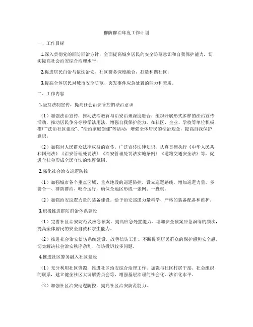 群防群治年度工作计划