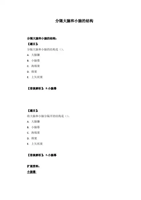 分隔大脑和小脑的结构