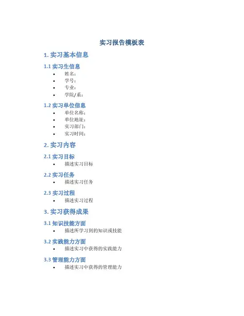 实习报告模板表
