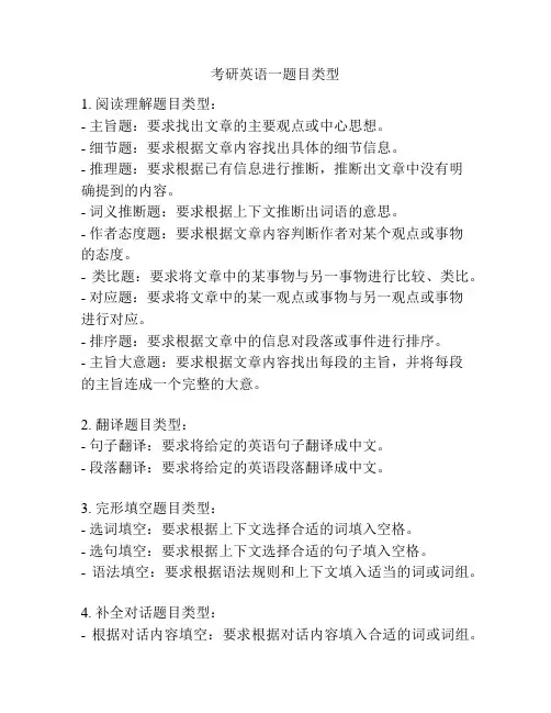 考研英语一题目类型