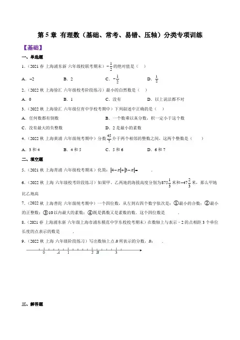 第5章 有理数(基础、常考、易错、压轴)分类专项训练(原卷版)