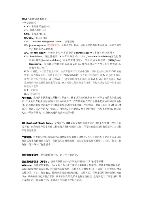 汽车厂入厂物流管理知识