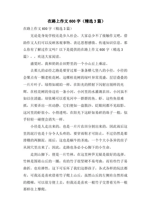在路上作文600字(3篇)