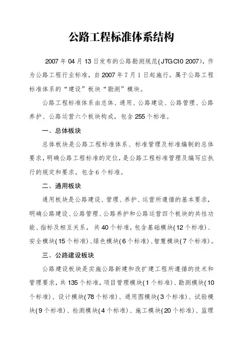 公路勘测规范(JTG C10 2007)原文+标准体系结构
