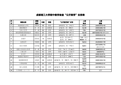 “公开教学”听课时间安排表 - 成都理工大学教务处