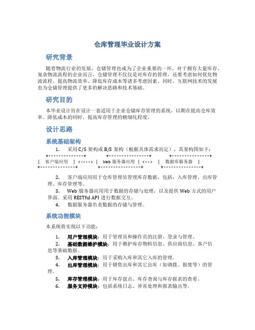 仓库管理毕业设计方案