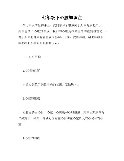 七年级下心脏知识点
