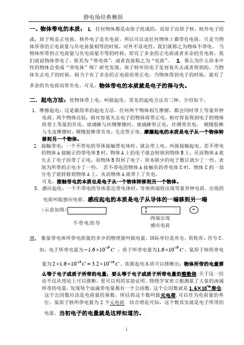 (word完整版)静电场基础知识归纳复习,推荐文档