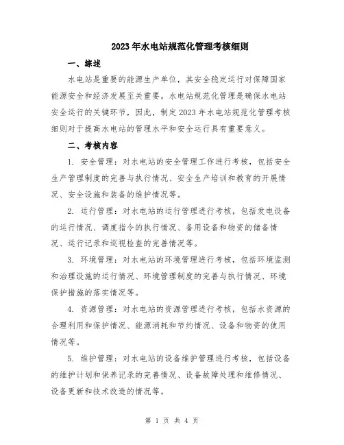 2023年水电站规范化管理考核细则
