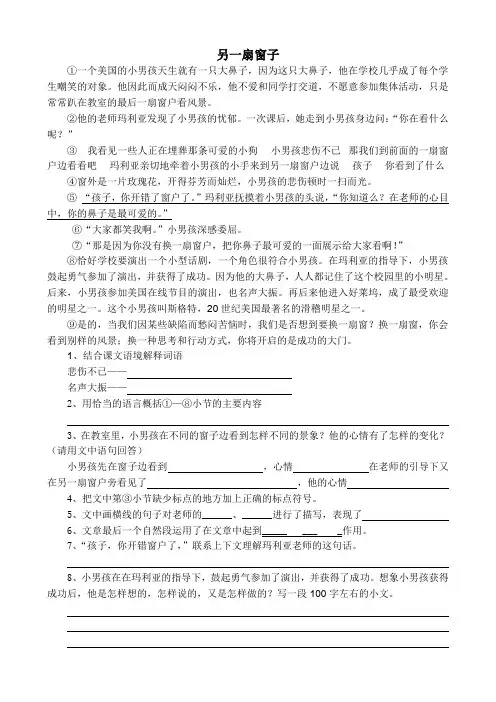 课外阅读《另一扇窗子》