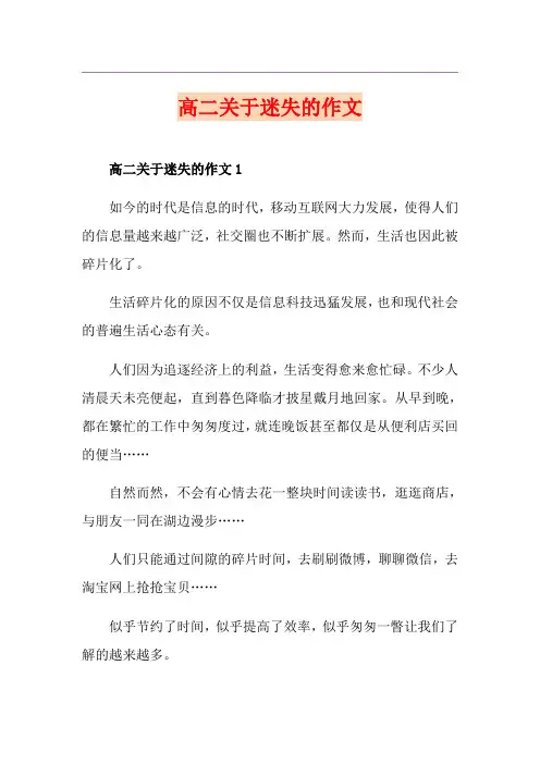 高二关于迷失的作文