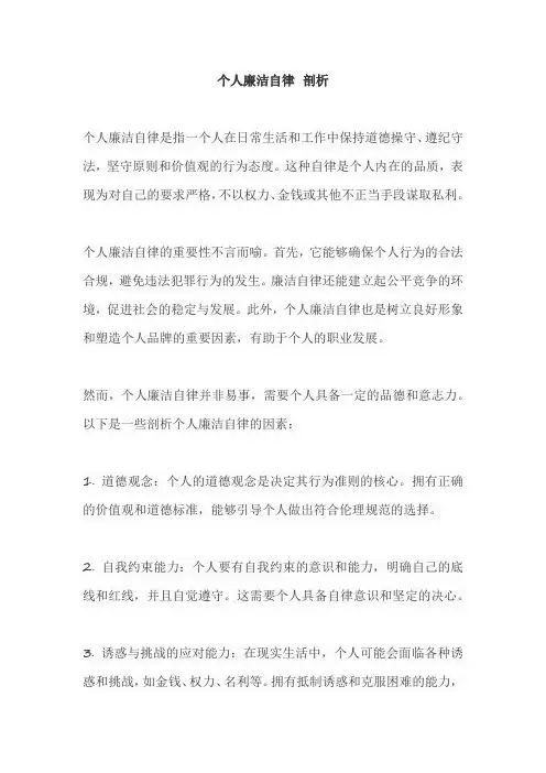 个人廉洁自律 剖析