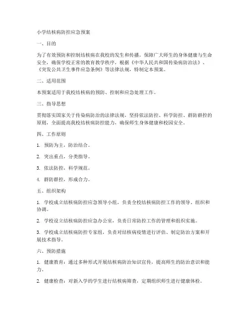 小学结核病防控应急预案