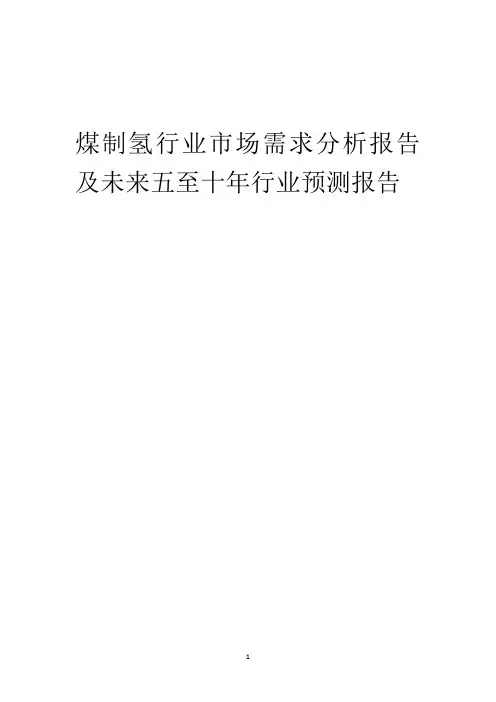 2023年煤制氢行业市场需求分析报告及未来五至十年行业预测报告