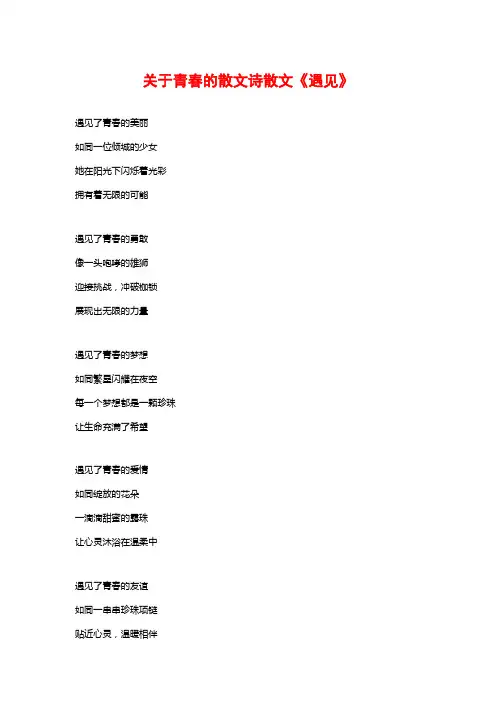关于青春的散文诗散文《遇见》