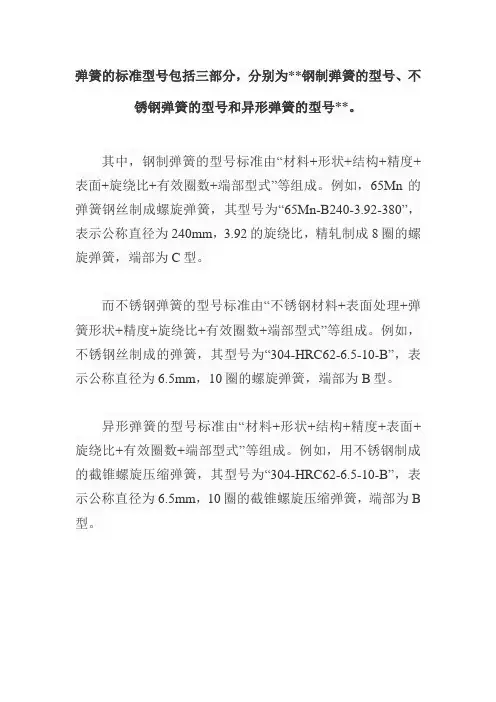 标准弹簧型号