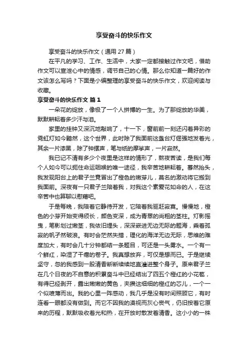 享受奋斗的快乐作文（通用27篇）