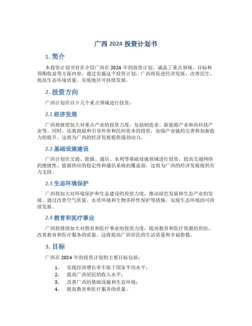 广西2024投资计划书
