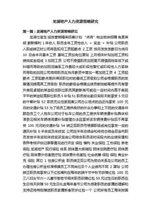 龙湖地产人力资源策略研究