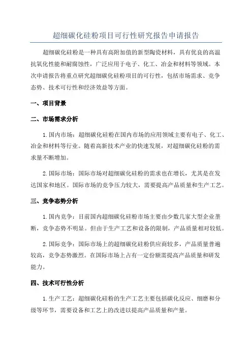 超细碳化硅粉项目可行性研究报告申请报告