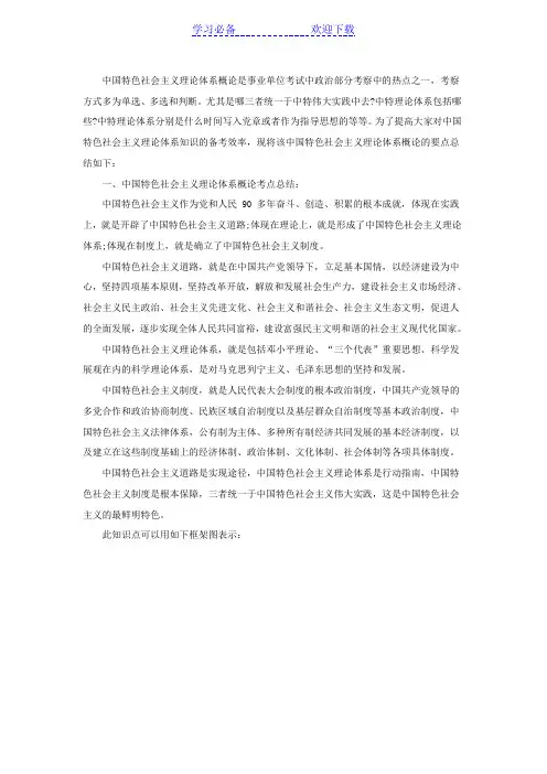 公共基础知识：中国特色社会主义理论体系概论考点速记