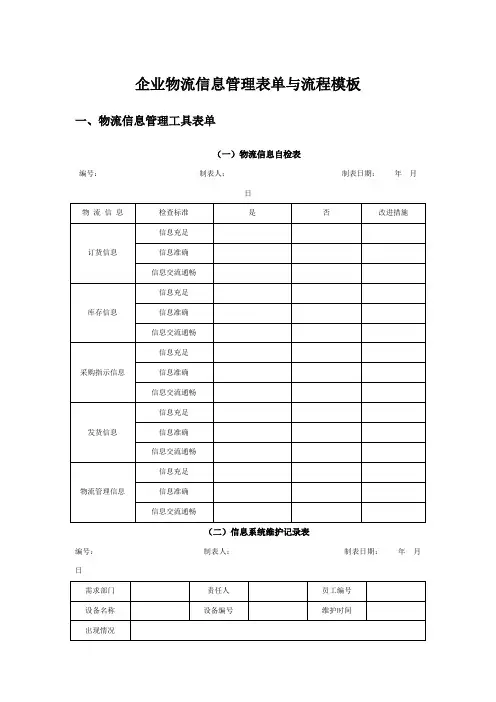 企业物流信息管理表单与流程模板