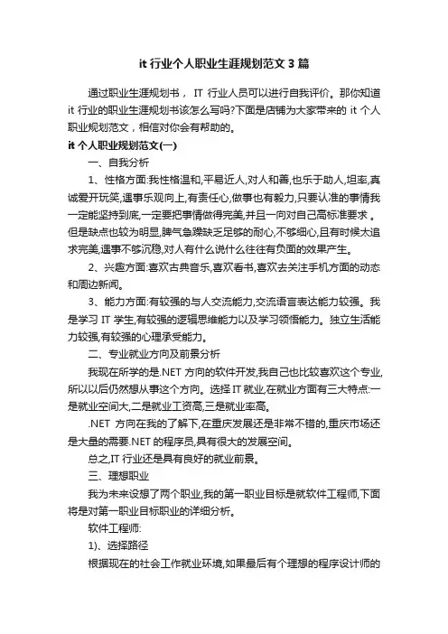 it行业个人职业生涯规划范文3篇