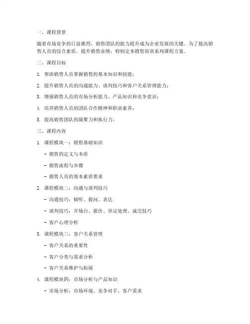 销售培训系列课程方案模板