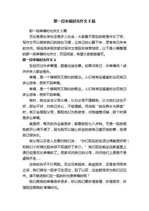 那一段幸福时光作文3篇