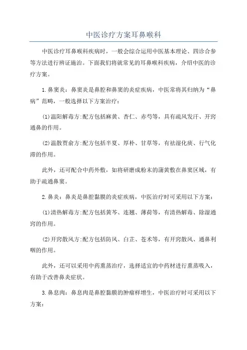 中医诊疗方案耳鼻喉科