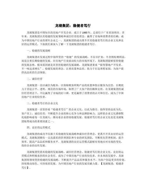龙湖集团：稳健者笃行