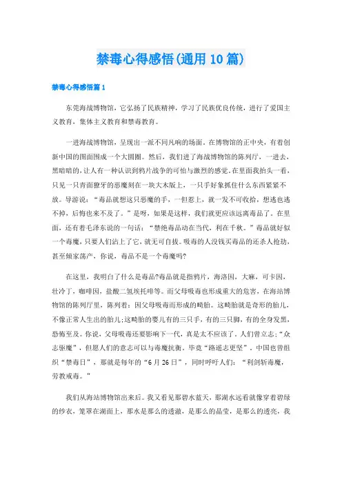 禁毒心得感悟(通用10篇)