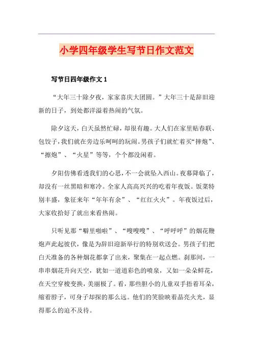 小学四年级学生写节日作文范文