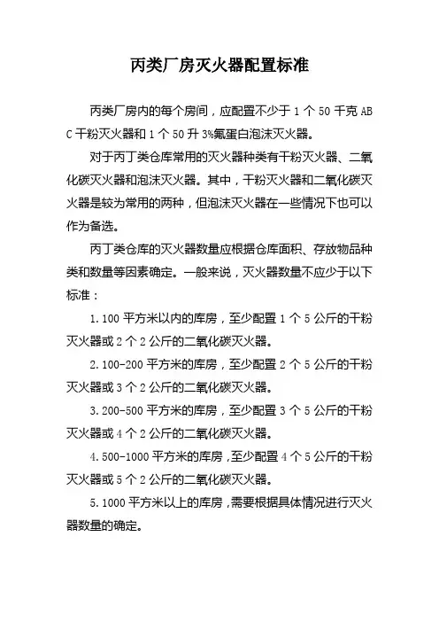 丙类厂房灭火器配置标准