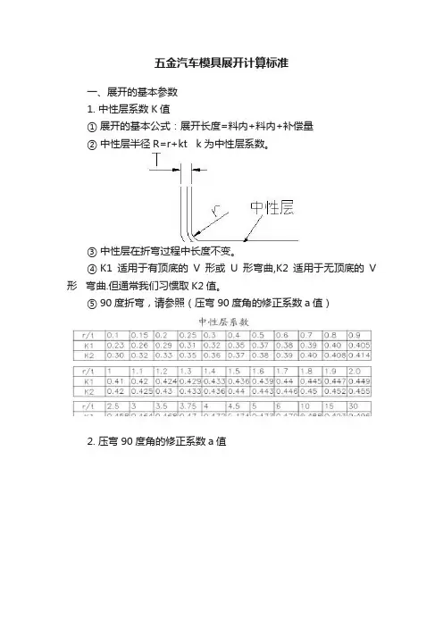 五金汽车模具展开计算标准