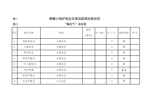 表一燃煤小锅炉淘汰及清洁能源改烧项目