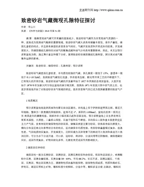 致密砂岩气藏微观孔隙特征探讨
