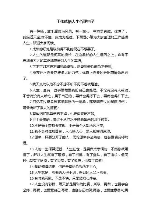 工作感悟人生哲理句子