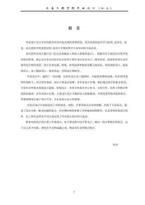 粘土斜墙坝设计