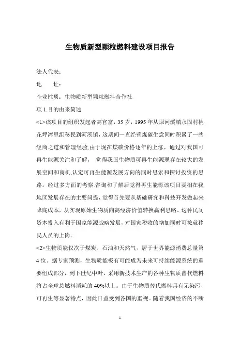生物质新型颗粒燃料建设项目报告