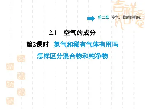 九年级化学科学版 第二章  空气、物质的构成习题课件2.1.2 氮气和稀有气体有用吗 怎样区分混合物和纯净物
