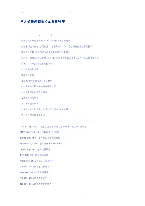 单片机遥控控制功放前级程序文件