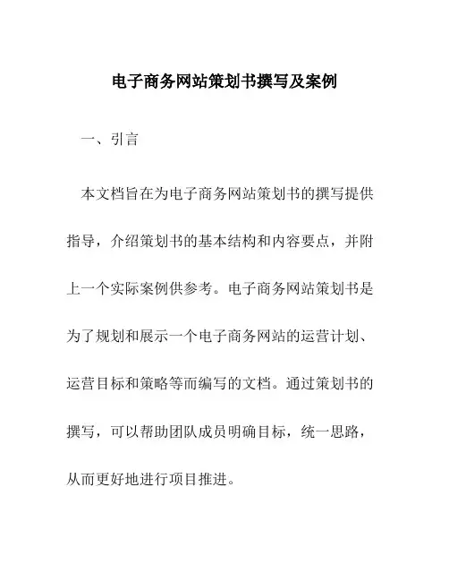 电子商务网站策划书撰写及案例